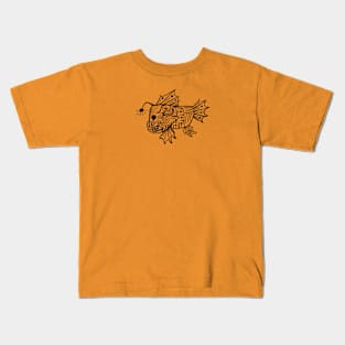 Abstract Fish Drawing (Black) Kids T-Shirt